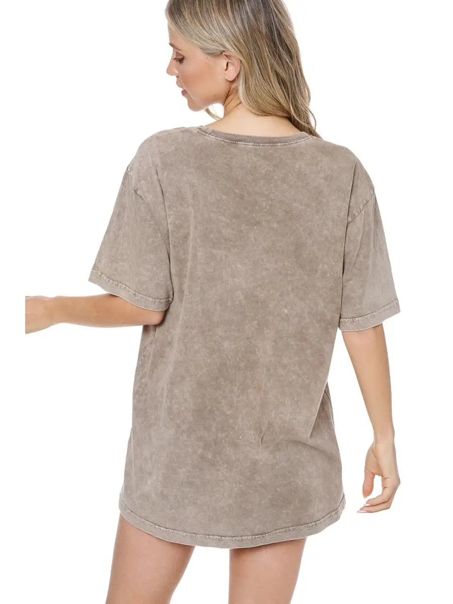 Mocha mineral-washed Western rodeo graphic tee with vintage look and relaxed boyfriend fit — Frost Impressions Boutique.