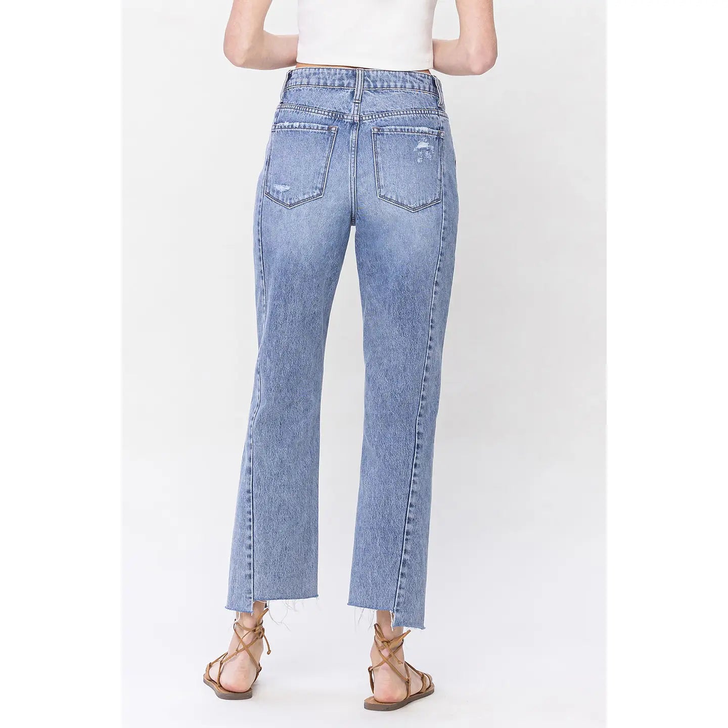 Raw Hem High Rise Straight Jeans