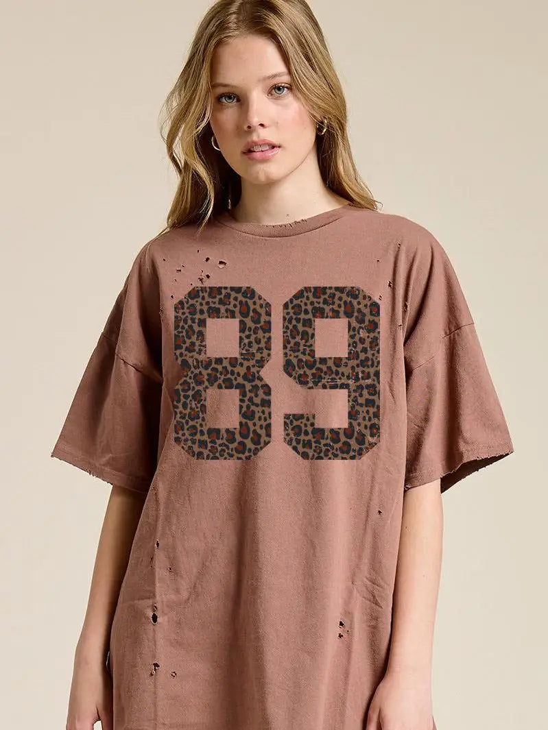 89 leopard vintage graphic tee β oversized distressed seamless washed tee in premium cotton from Frost Impressions Boutique.