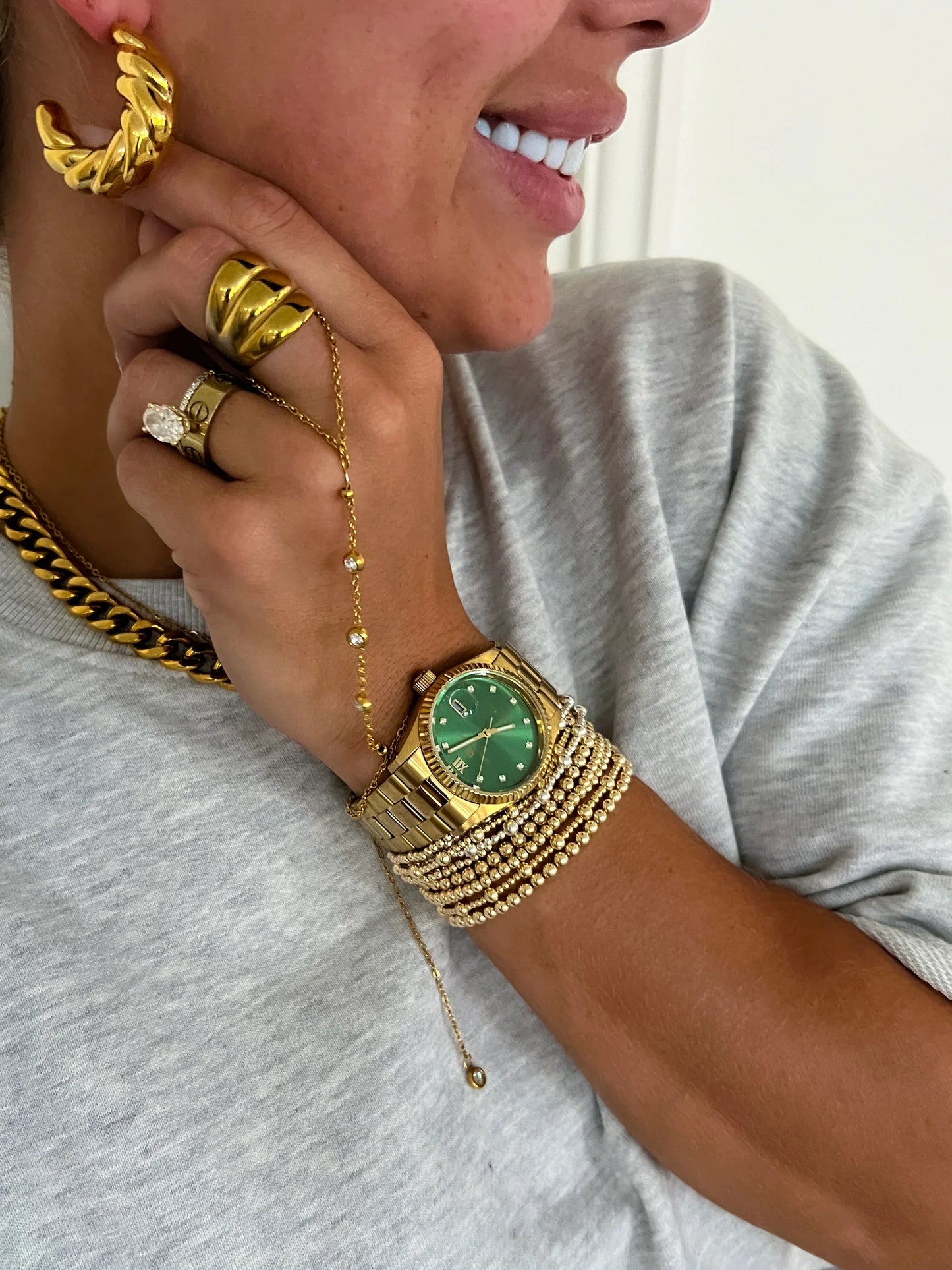 Amelia Hoops β 18k gold plated stainless steel water-resistant hoop earrings, available at Frost Impressions Boutique in Wapakoneta, Ohio.