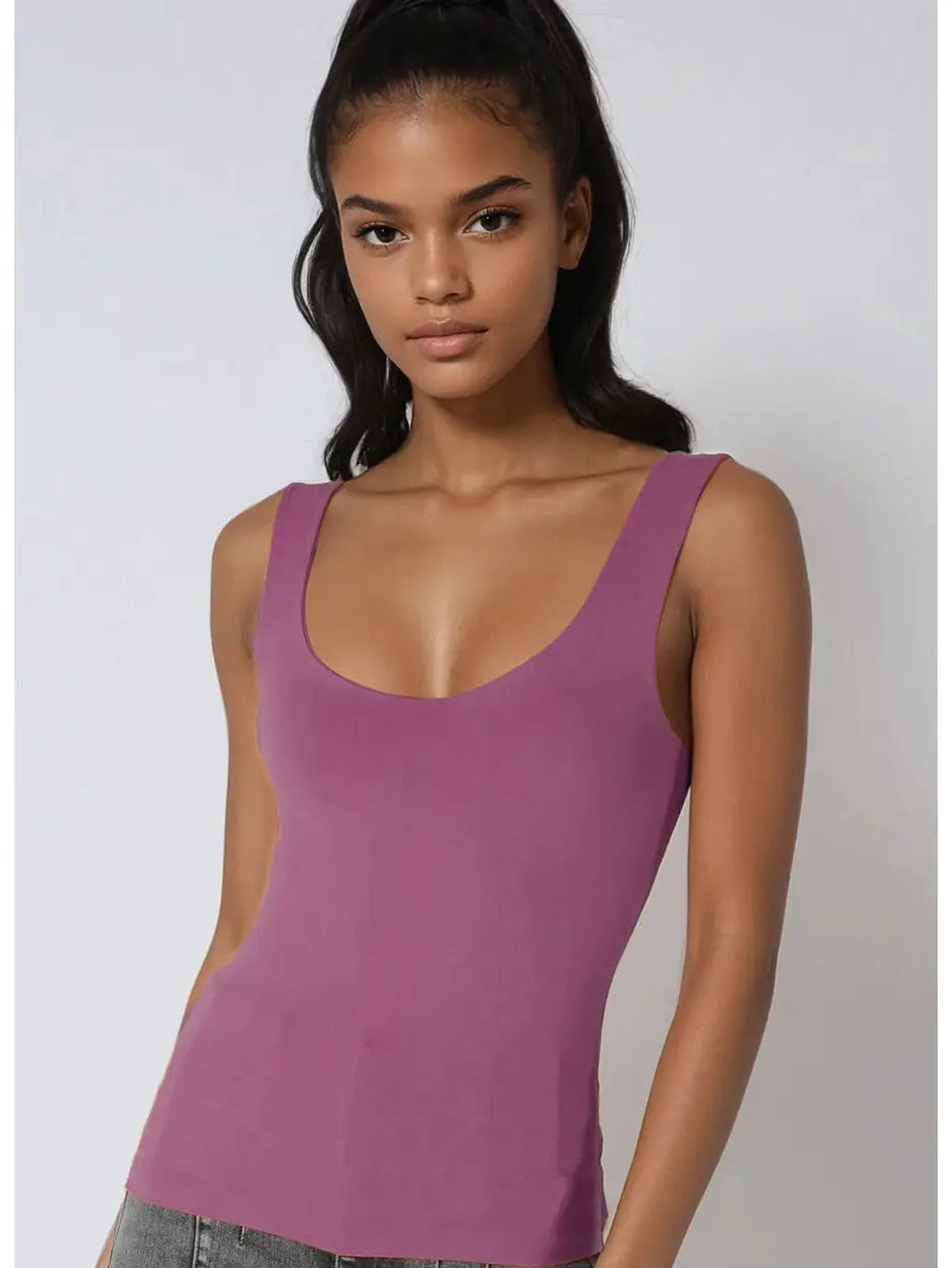 Mulberry sweetheart neckline seamless fitted tank top with soft stretch fabric