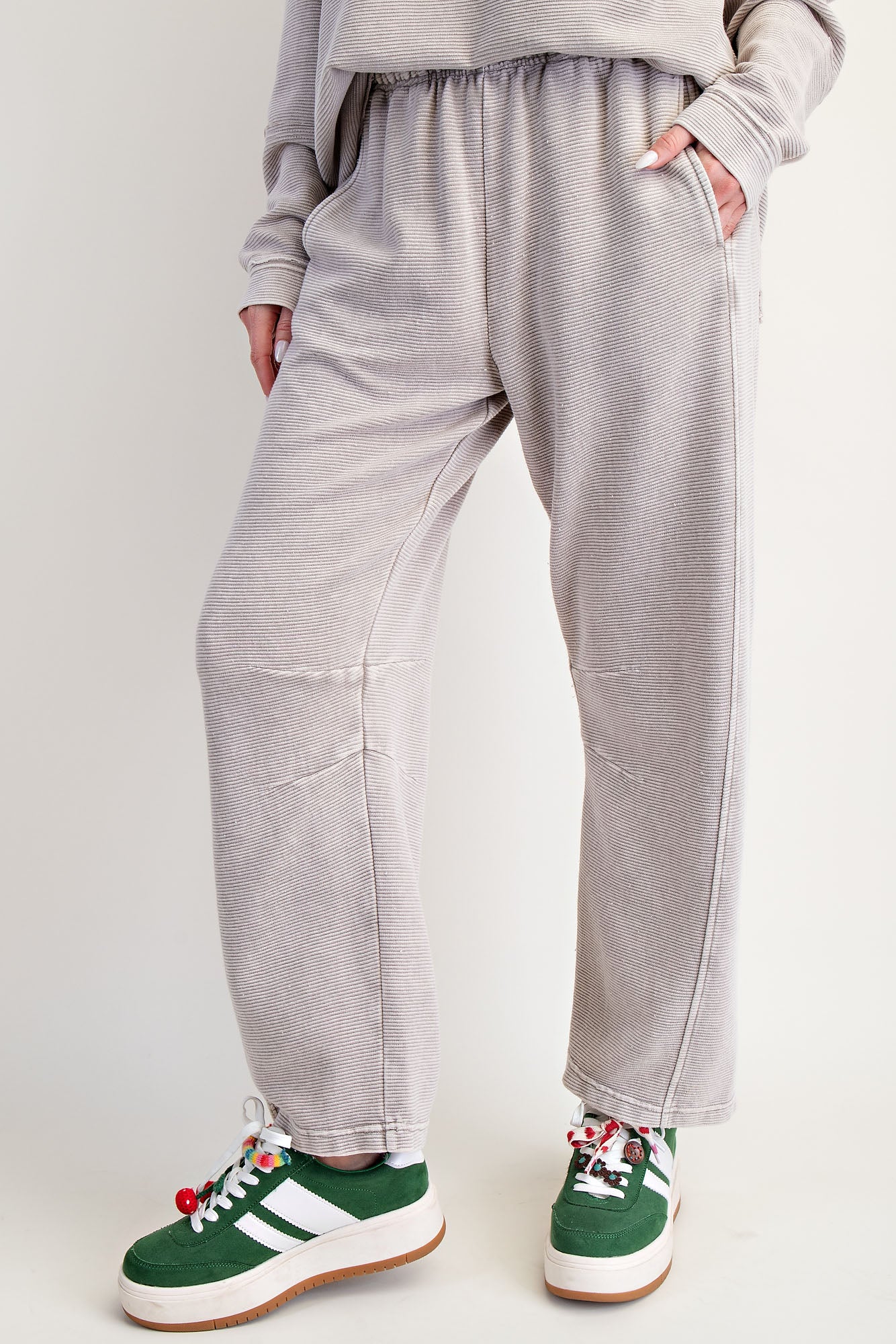 Heather gray mineral washed textured terry lounge set with hoodie pullover and wide-leg pants — Frosted Everyday Set (Heather Gray) from Frost Impressions Boutique.