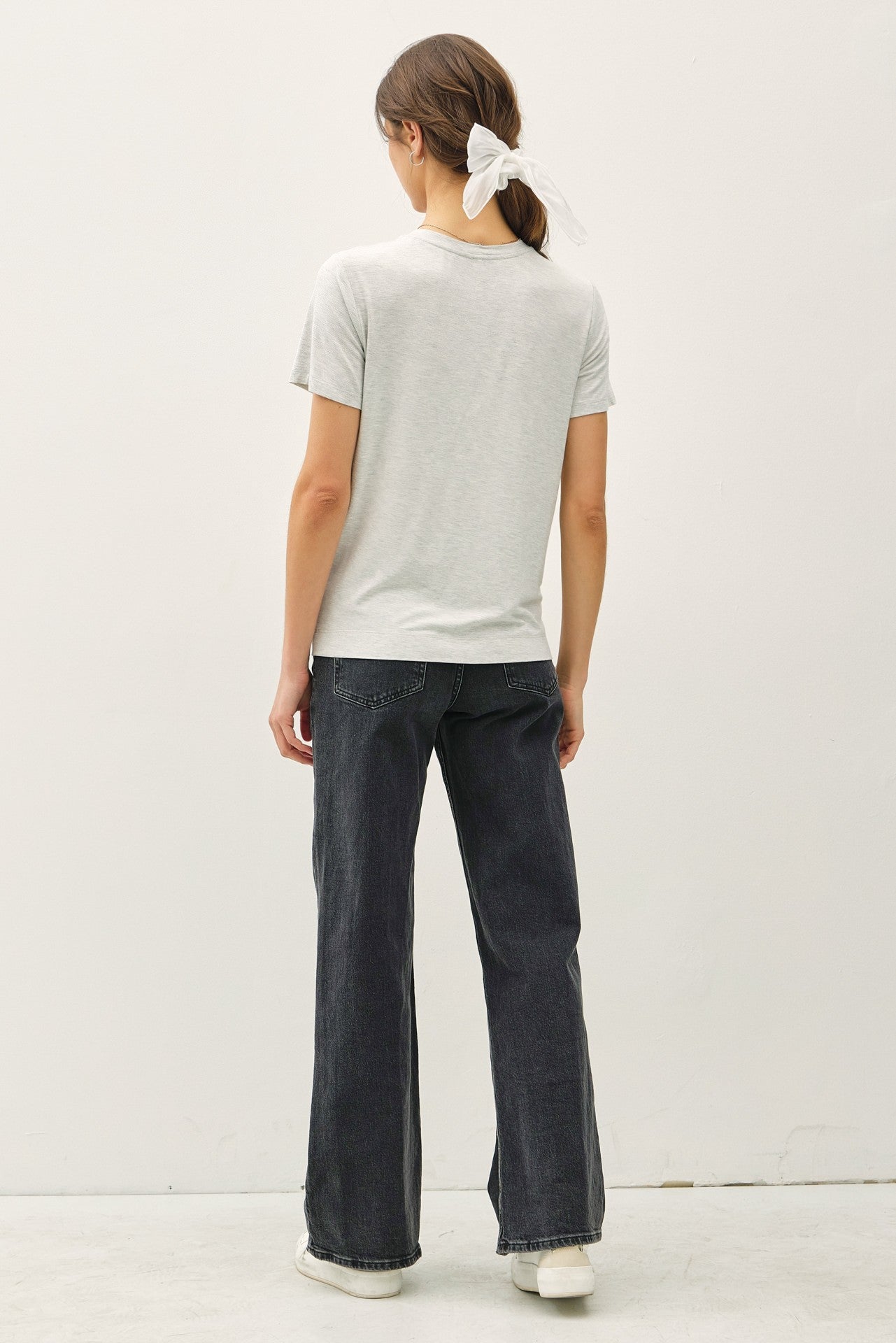 Heather grey round neck short sleeve bamboo modal t-shirt — Frost Favorite Basic Tee (H. Grey) from Frost Impressions Boutique.