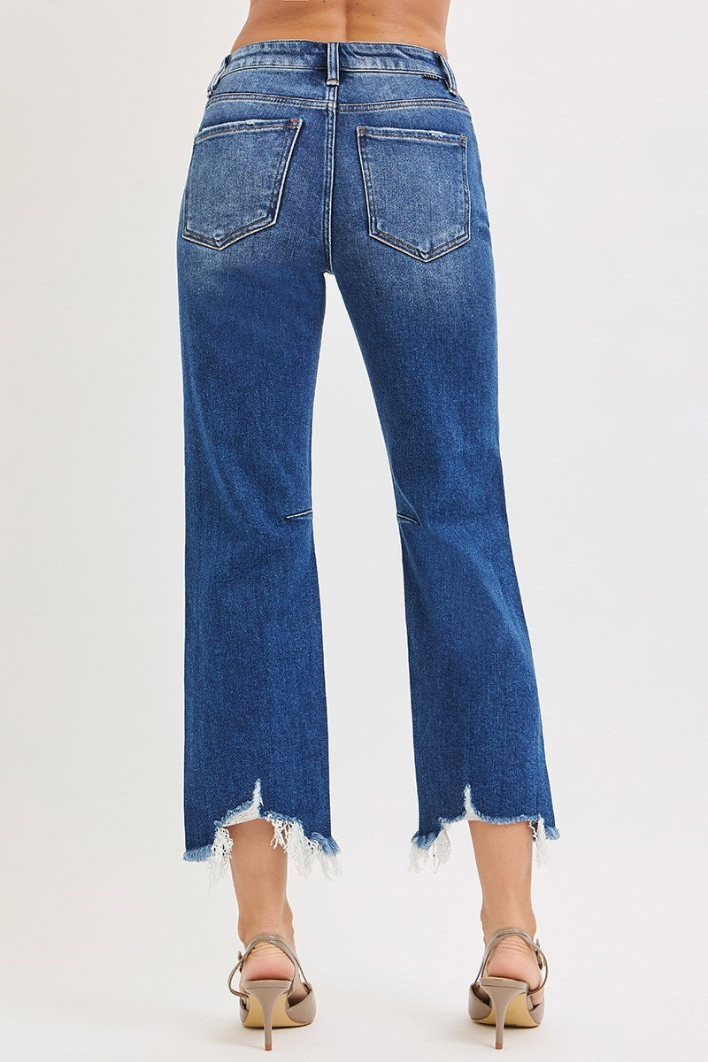 High rise crop straight jeans with distressed raw hem β Frosted Edge Jeans from Frost Impressions Boutique.