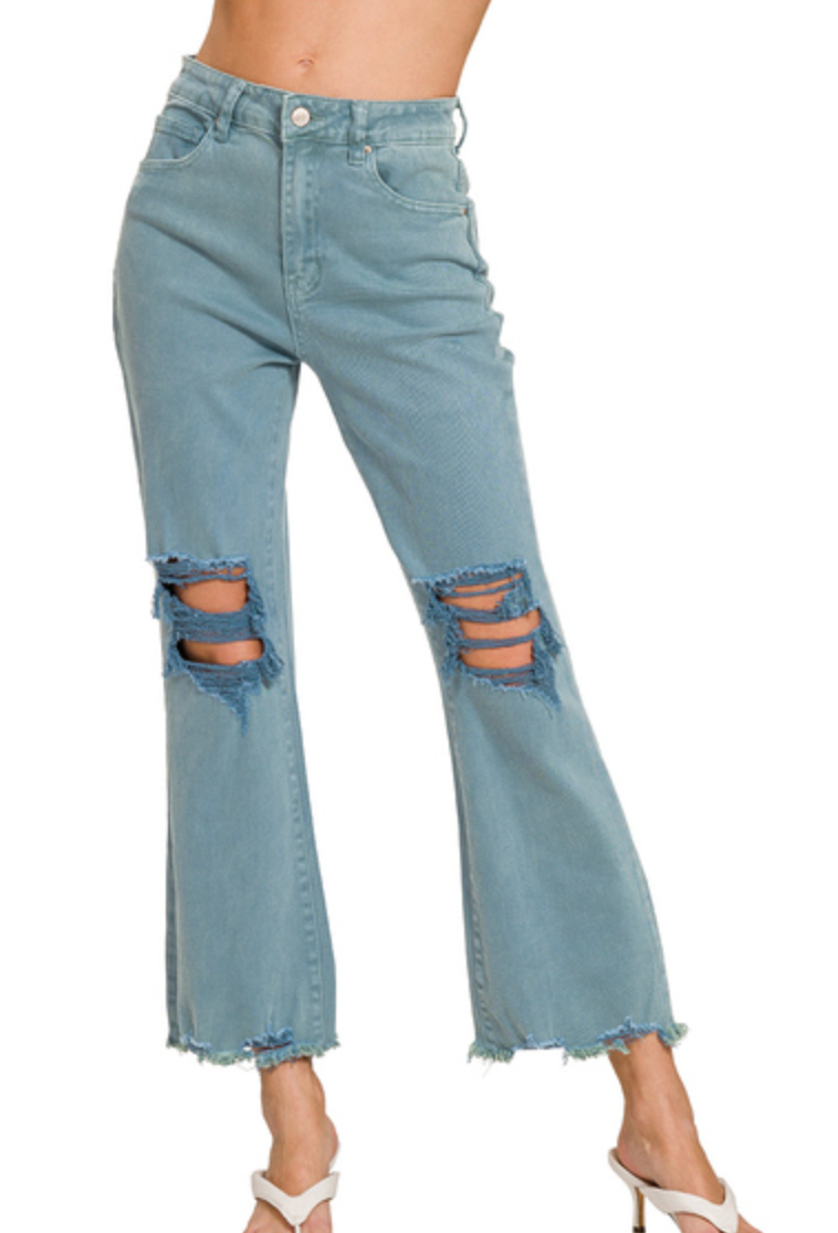 Crush Colored Jeans (Dusty Teal)