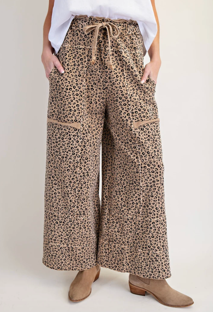Leopard Cropped Wide Leg Pants