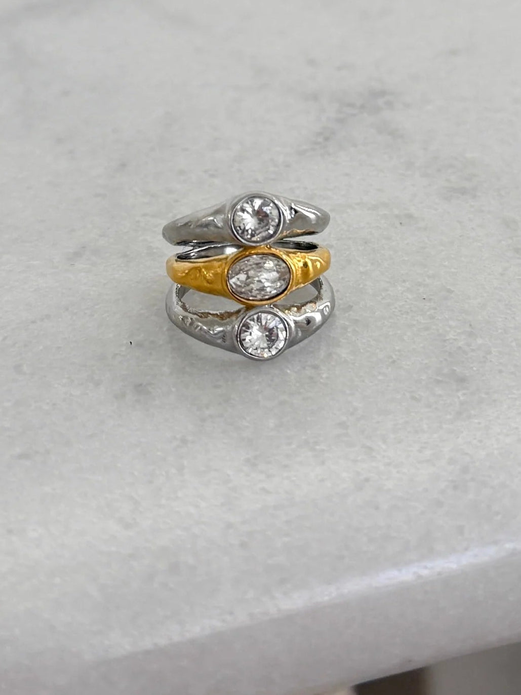 The Annie Ring β 18k gold plated stainless steel water-resistant ring with lifetime warranty, available at Frost Impressions Boutique in Wapakoneta, Ohio.