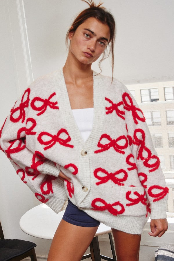 Red Bow Sweater Cardi