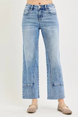 Mid Rise Ankle Straight Seamed Jeans