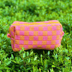 Check It Cosmetic Bag (Orange/Pink)