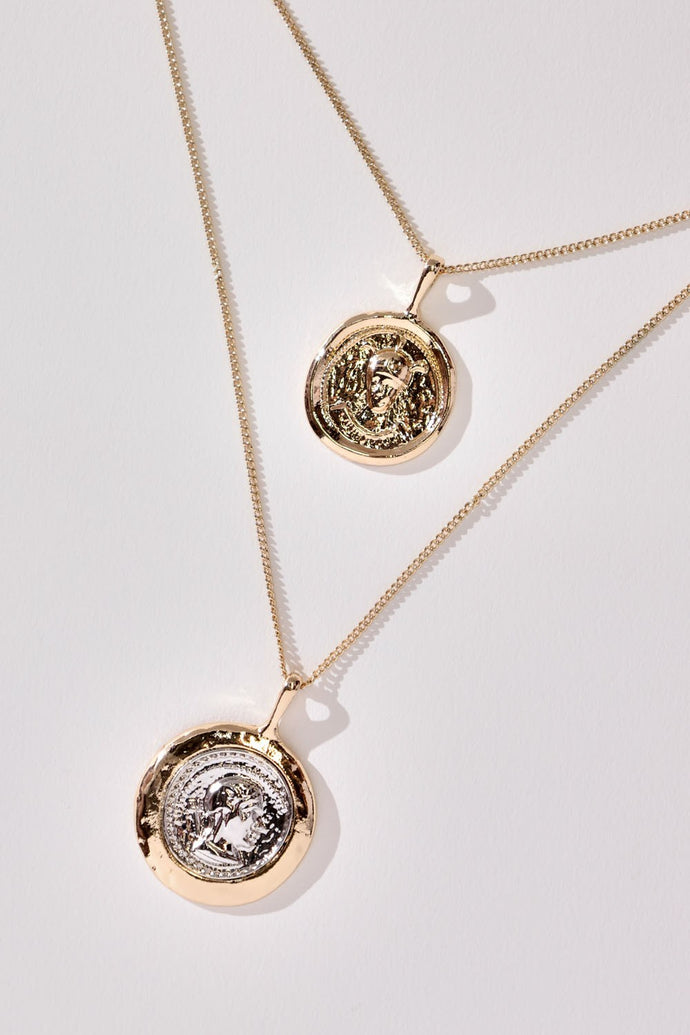 Stamped Coin Mix Necklace
