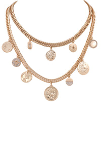 Avery Double Coin Necklace (Worn Gold)