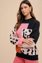 Load image into Gallery viewer, Leopard Color Block Sweater (Hot Pink Multi)
