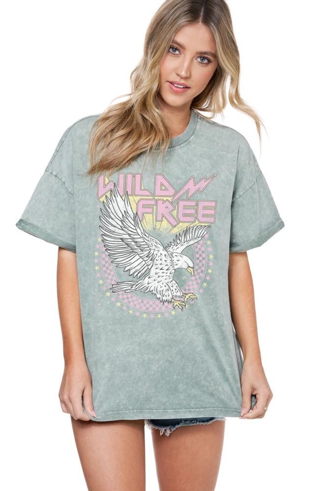 Wild & Free Graphic Tee (Mineral Mint)