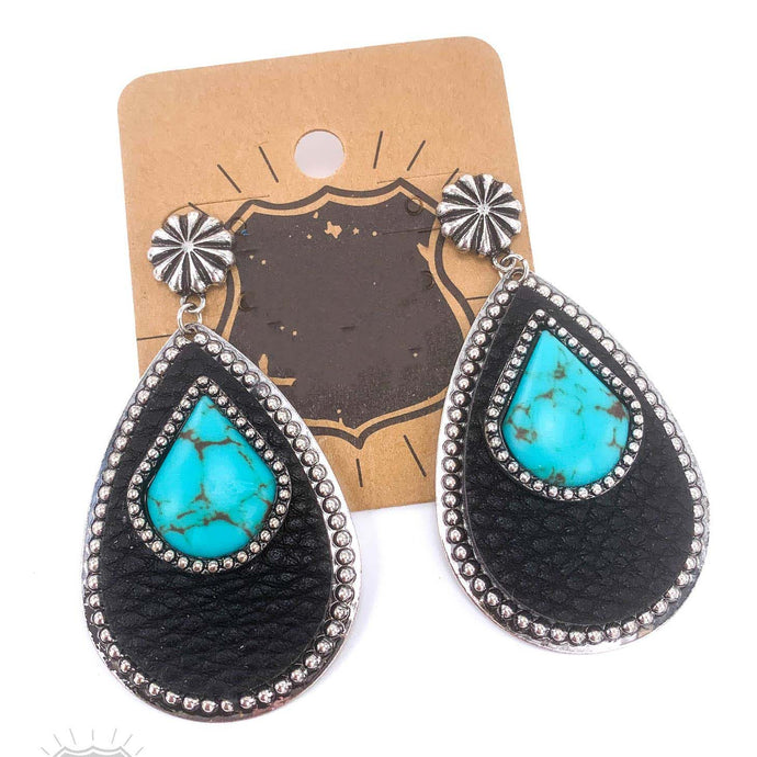 Teardrop with Turquoise Stone (Black)