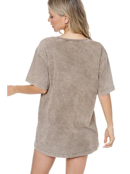 Mocha mineral-washed Western rodeo graphic tee with vintage look and relaxed boyfriend fit — Frost Impressions Boutique.