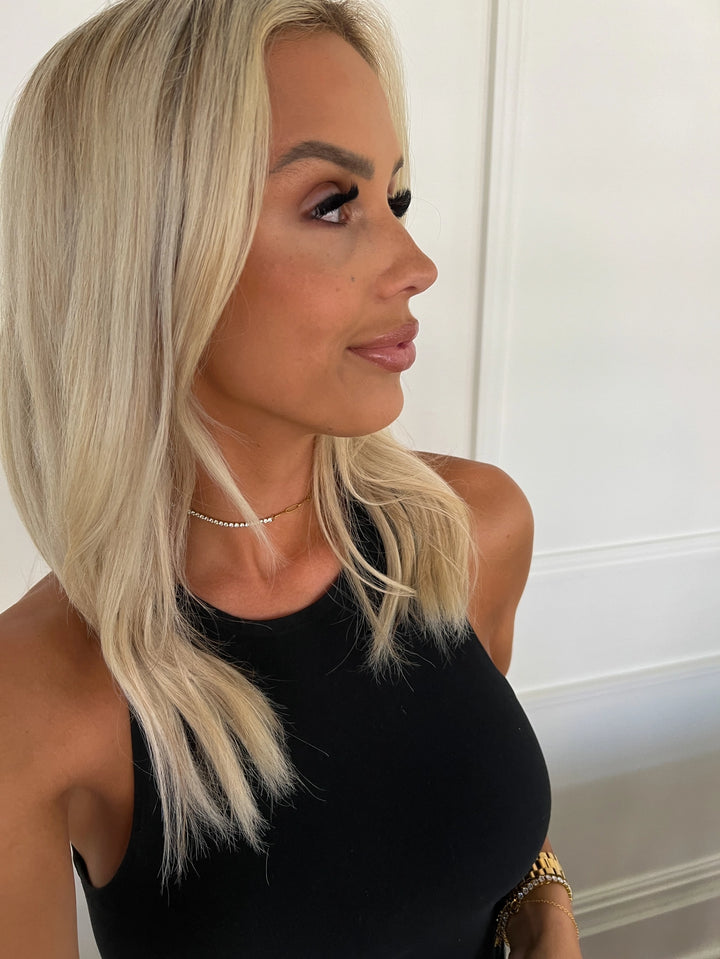 Hazel Necklace — 18k gold plated stainless steel water-resistant necklace with adjustable 14–18 inch length, available at Frost Impressions Boutique in Wapakoneta, Ohio.