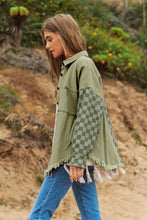 Load image into Gallery viewer, Checker Denim Mix Jacket (Olive)
