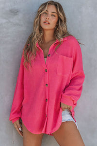 Waffle Frost Pink Shirt Jacket