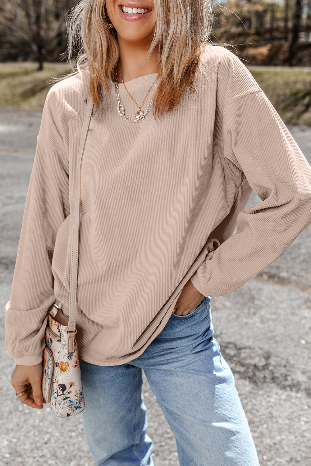 Ribbed Oversized Shirt (Tan)