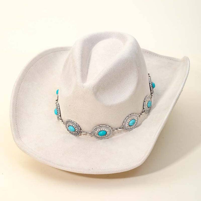 Tennessee Turquoise Hat - Ivory