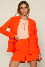 Load image into Gallery viewer, Neon Orange Blazer Short Set
