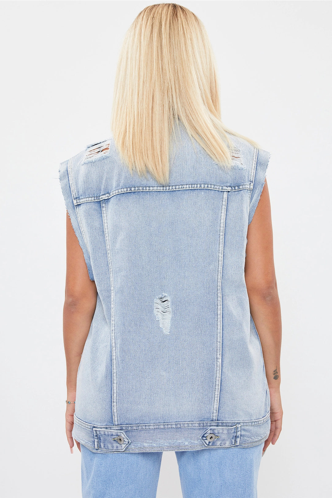 Distressed Denim Vest (Light Wash)