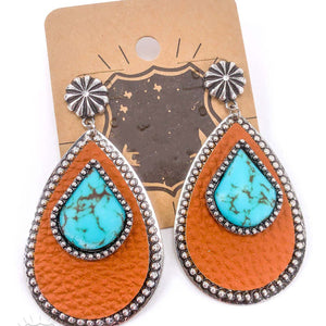 Teardrop with Turquoise Stone (Brown)