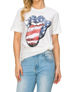 USA Lips Graphic Frost Tee
