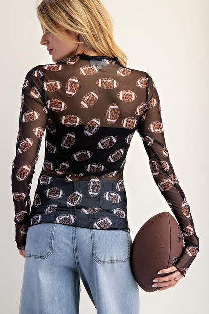 Sheer leopard football print mesh layering top with thumbhole cuffs — Friday Night Fierce Top from Frost Impressions Boutique.