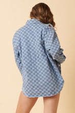 Load image into Gallery viewer, Checkered Denim Distressed Shirt Jacket
