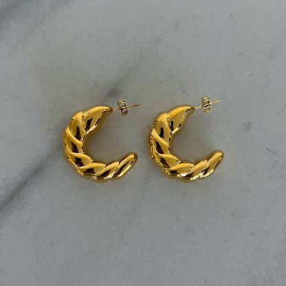 Amelia Hoops — 18k gold plated stainless steel water-resistant hoop earrings, available at Frost Impressions Boutique in Wapakoneta, Ohio.