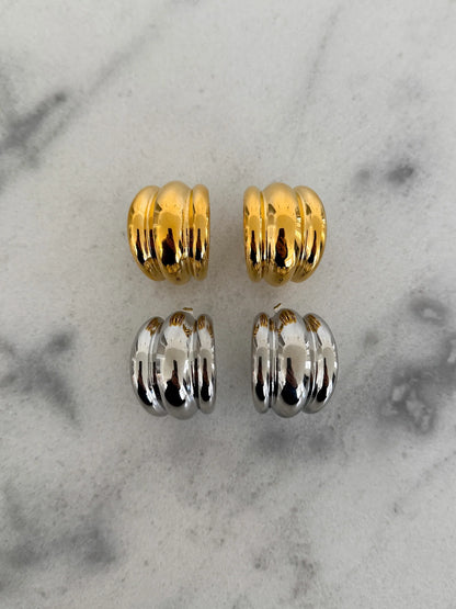 Bella Hoops (Gold) — 18k gold plated stainless steel water-resistant lightweight hoop earrings with lifetime warranty, available at Frost Impressions Boutique in Wapakoneta, Ohio.