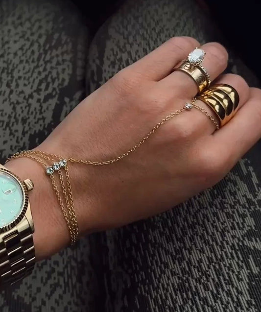 Bentley Hand Chain — 18k gold plated stainless steel water-resistant hand bracelet, available at Frost Impressions Boutique in Wapakoneta, Ohio.