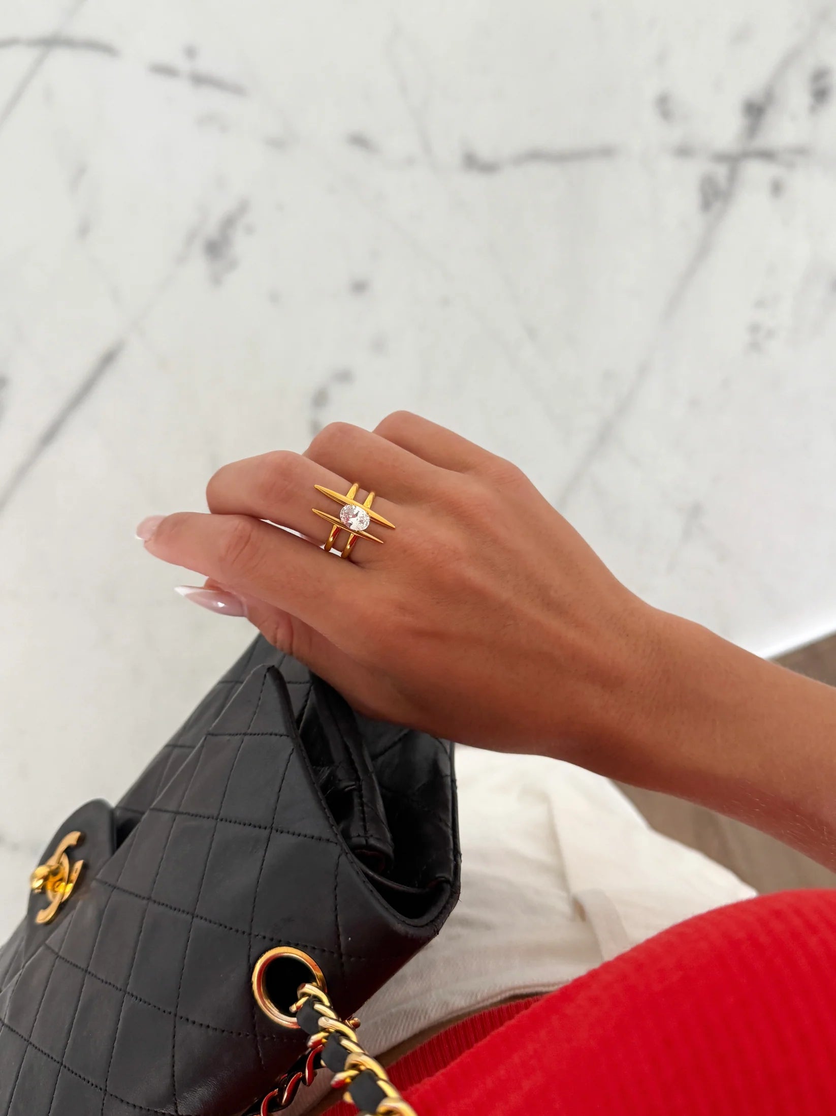 Blair Ring — 18k gold plated stainless steel water-resistant ring with lifetime warranty, available at Frost Impressions Boutique in Wapakoneta, Ohio.