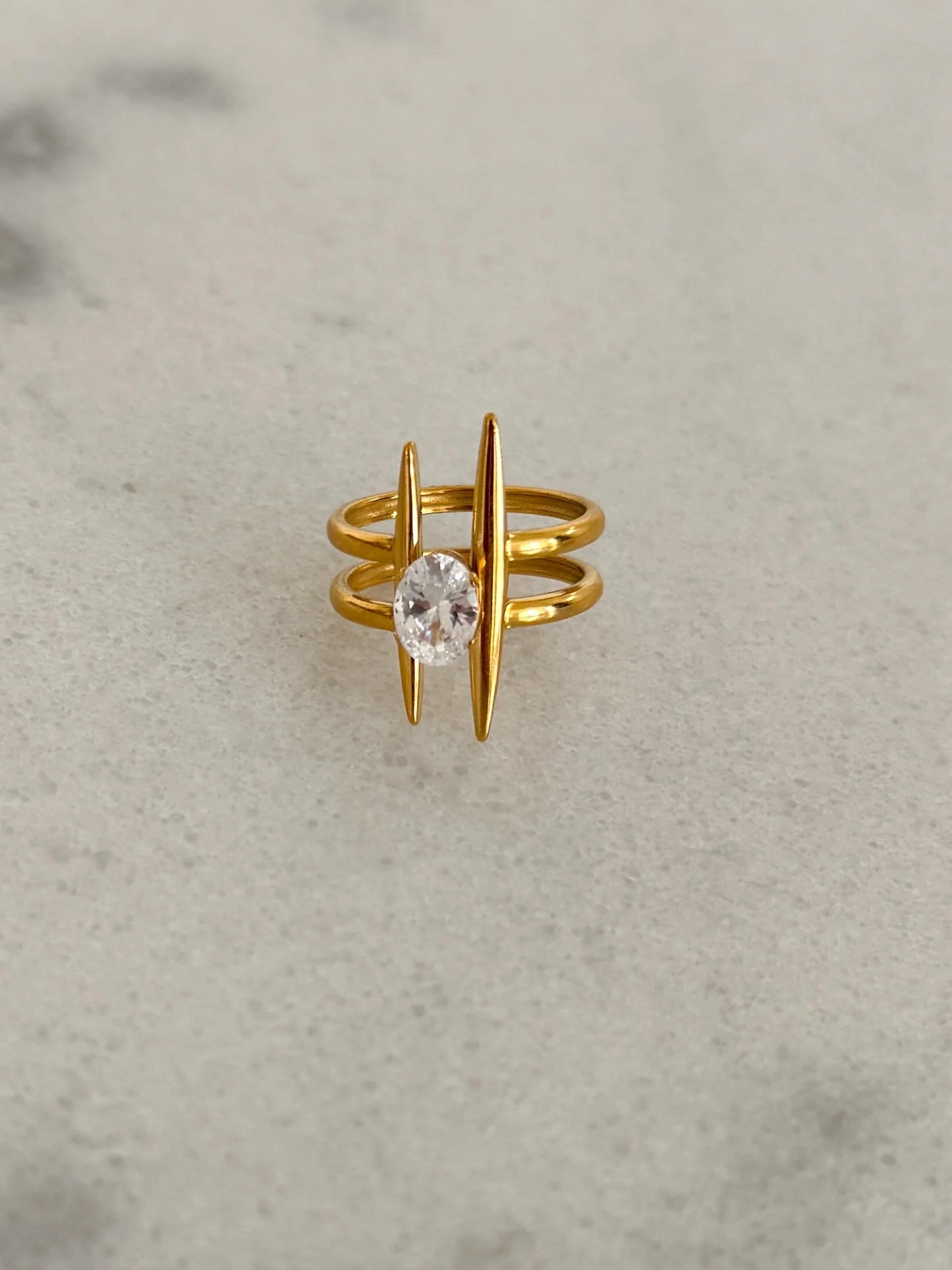 Blair Ring — 18k gold plated stainless steel water-resistant ring with lifetime warranty, available at Frost Impressions Boutique in Wapakoneta, Ohio.