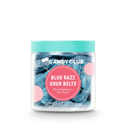Avery’s Blue Razz Sour Belts from Candy Club — blue raspberry flavored sour belts dusted with sour sugar, available at Sweet Impressions by Avery.