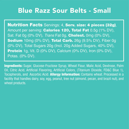 Avery’s Blue Razz Sour Belts from Candy Club — blue raspberry flavored sour belts dusted with sour sugar, available at Sweet Impressions by Avery.