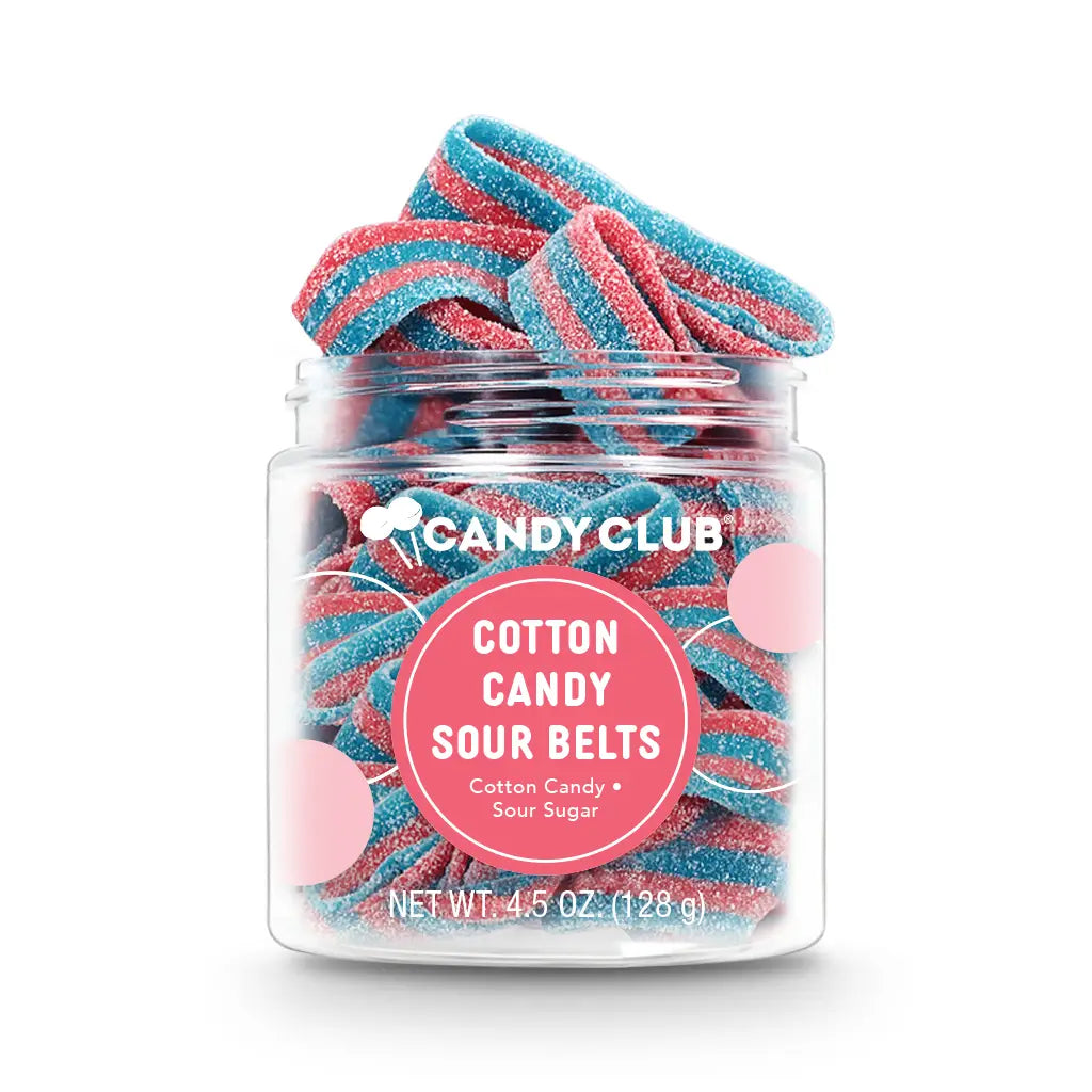 Avery’s Cotton Candy Sour Belts from Candy Club — cotton candy flavored sour candy belts, available at Sweet Impressions by Avery.