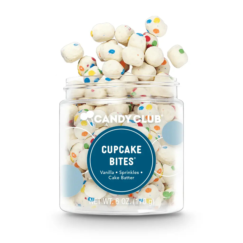 Avery’s Cupcake Bites from Candy Club — mini vanilla cupcake-inspired candy bites with rainbow sprinkles, available at Sweet Impressions by Avery.