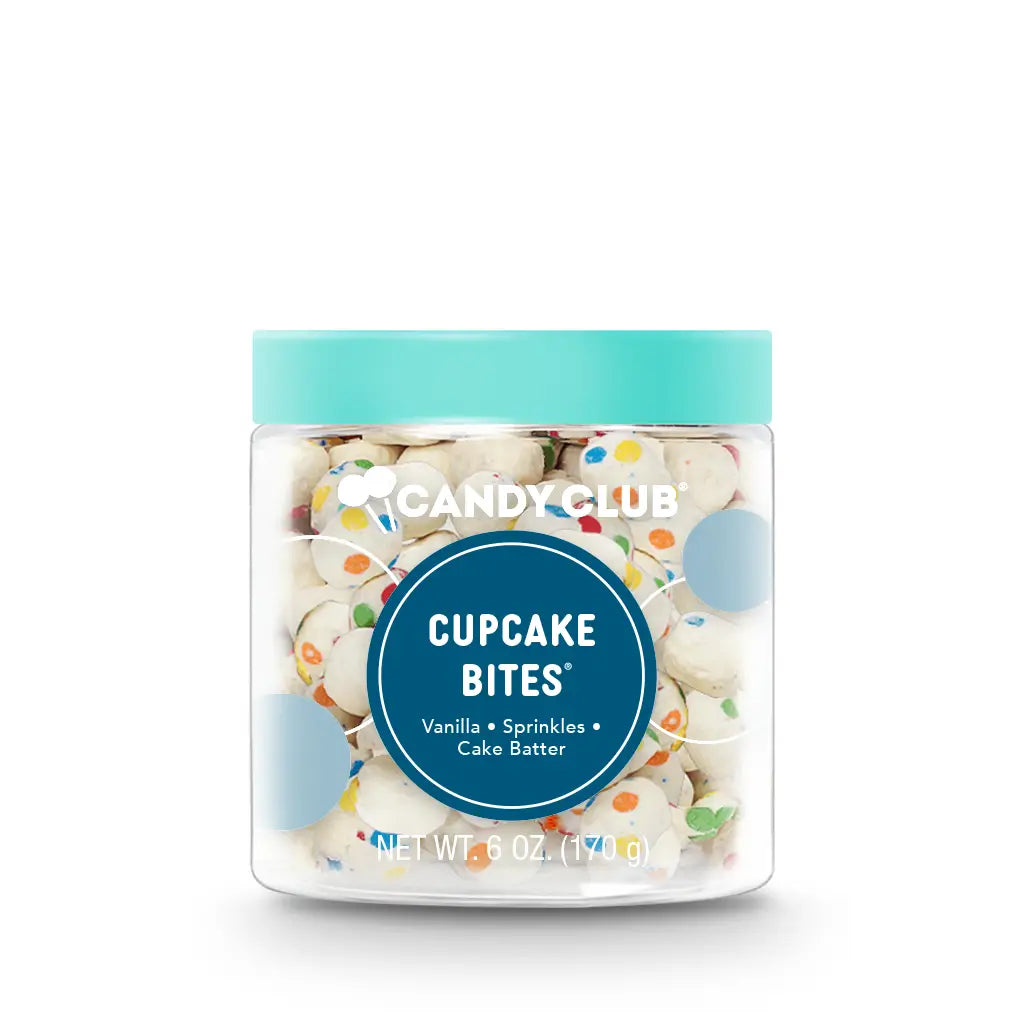 Avery’s Cupcake Bites from Candy Club — mini vanilla cupcake-inspired candy bites with rainbow sprinkles, available at Sweet Impressions by Avery.