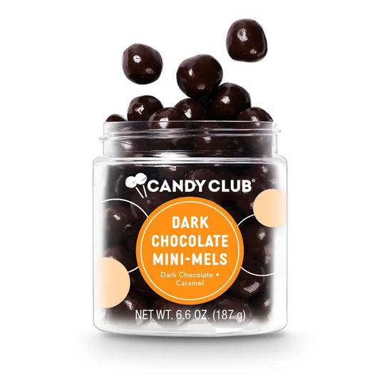 Avery’s Dark Chocolate Mini-Mels from Candy Club — silky dark chocolate caramels, available at Sweet Impressions by Avery.