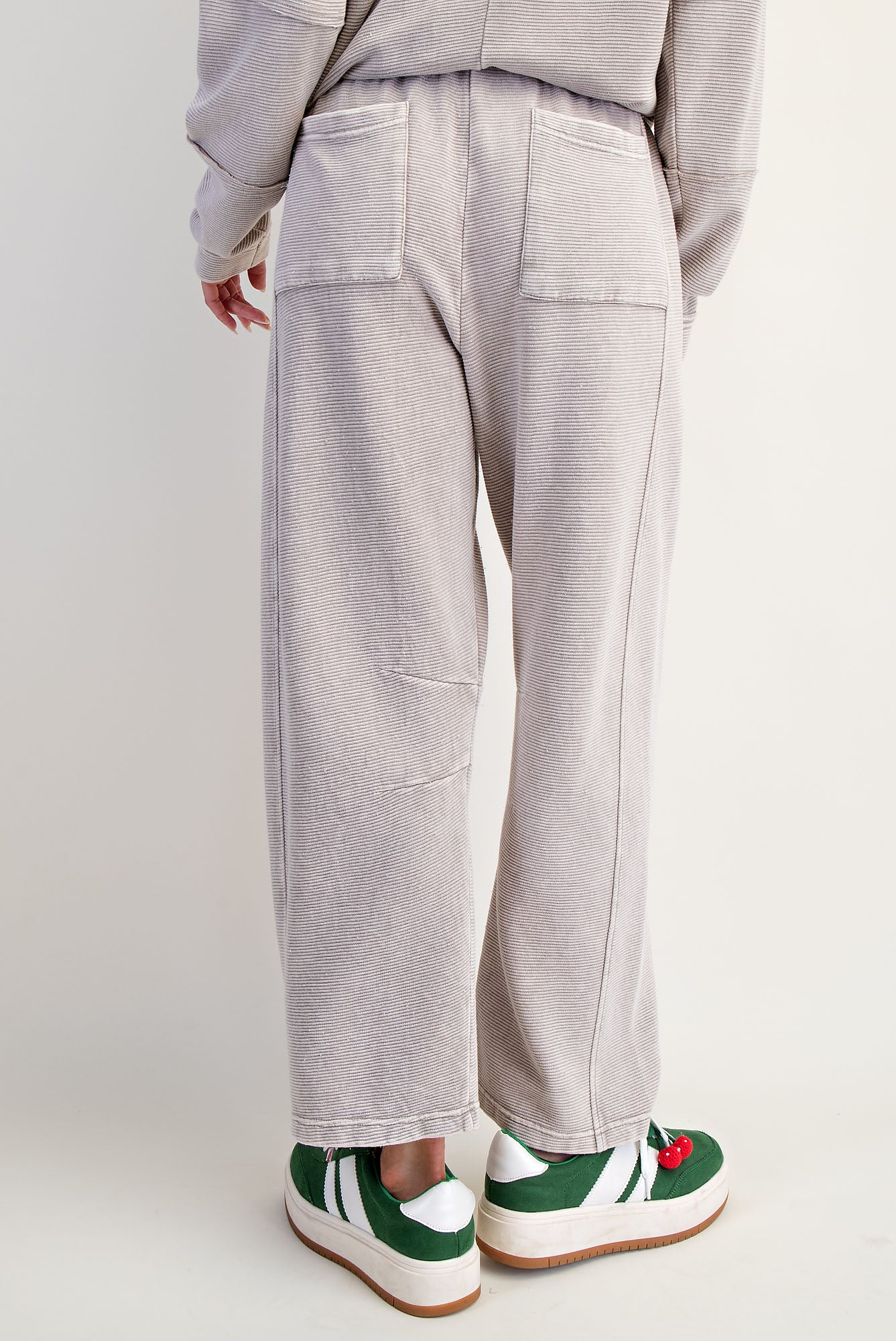 Heather gray mineral washed textured terry lounge set with hoodie pullover and wide-leg pants — Frosted Everyday Set (Heather Gray) from Frost Impressions Boutique.