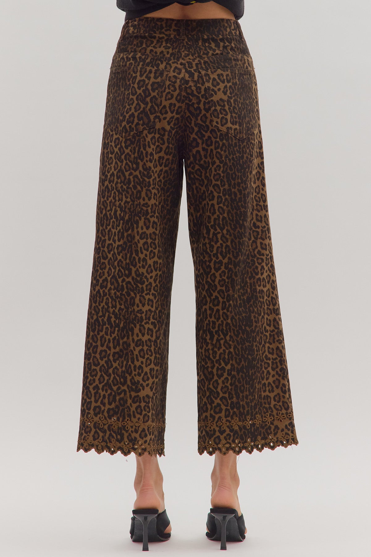 Leopard print pants with floral embroidered hem — Make a (Frost) Impression Pant at Frost Impressions Boutique in Wapakoneta, Ohio.