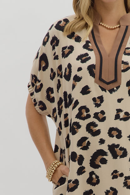 Leopard print mini dress with dolman sleeves — Fearless Dress from Frost Impressions Boutique.