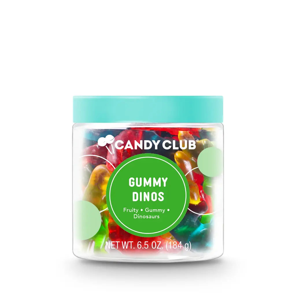 Avery’s Gummy Dinos candy from Candy Club — dinosaur-shaped gummies in fruity flavors, available at Sweet Impressions by Avery.