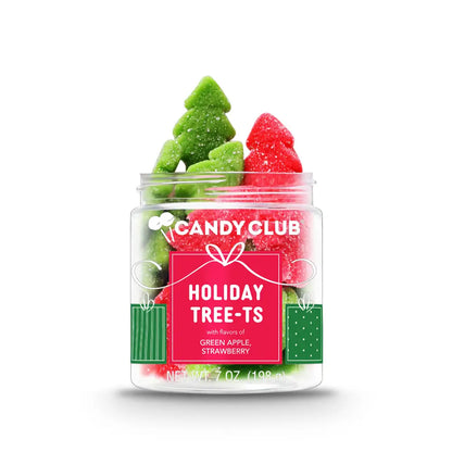 Avery’s Holiday Tree-Ts from Candy Club — tree-shaped tart gummies in strawberry and green apple flavors, available at Sweet Impressions by Avery.