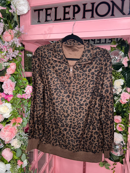 Dark Brown Leopard Pullover