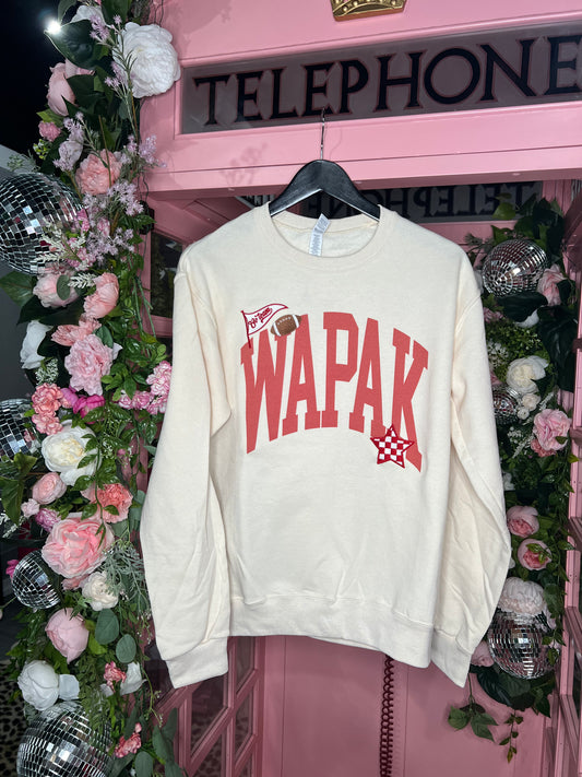 WAPAK embroidered patch crewneck sweatshirt — cozy local hometown sweatshirt from Frost Impressions Boutique in Wapakoneta, Ohio.