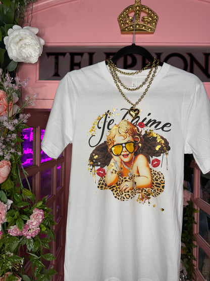 Call Me Cupid Graphic Tee – hand foiled and stamped sublimated graphic tee on Bella Canvas from Frost Boutique in Wapakoneta, Ohio